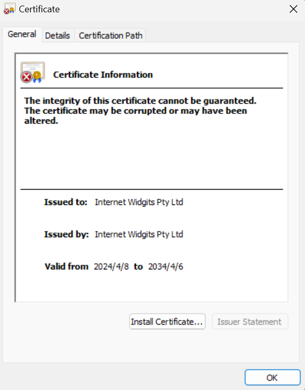 生成的证书在Windows中识别